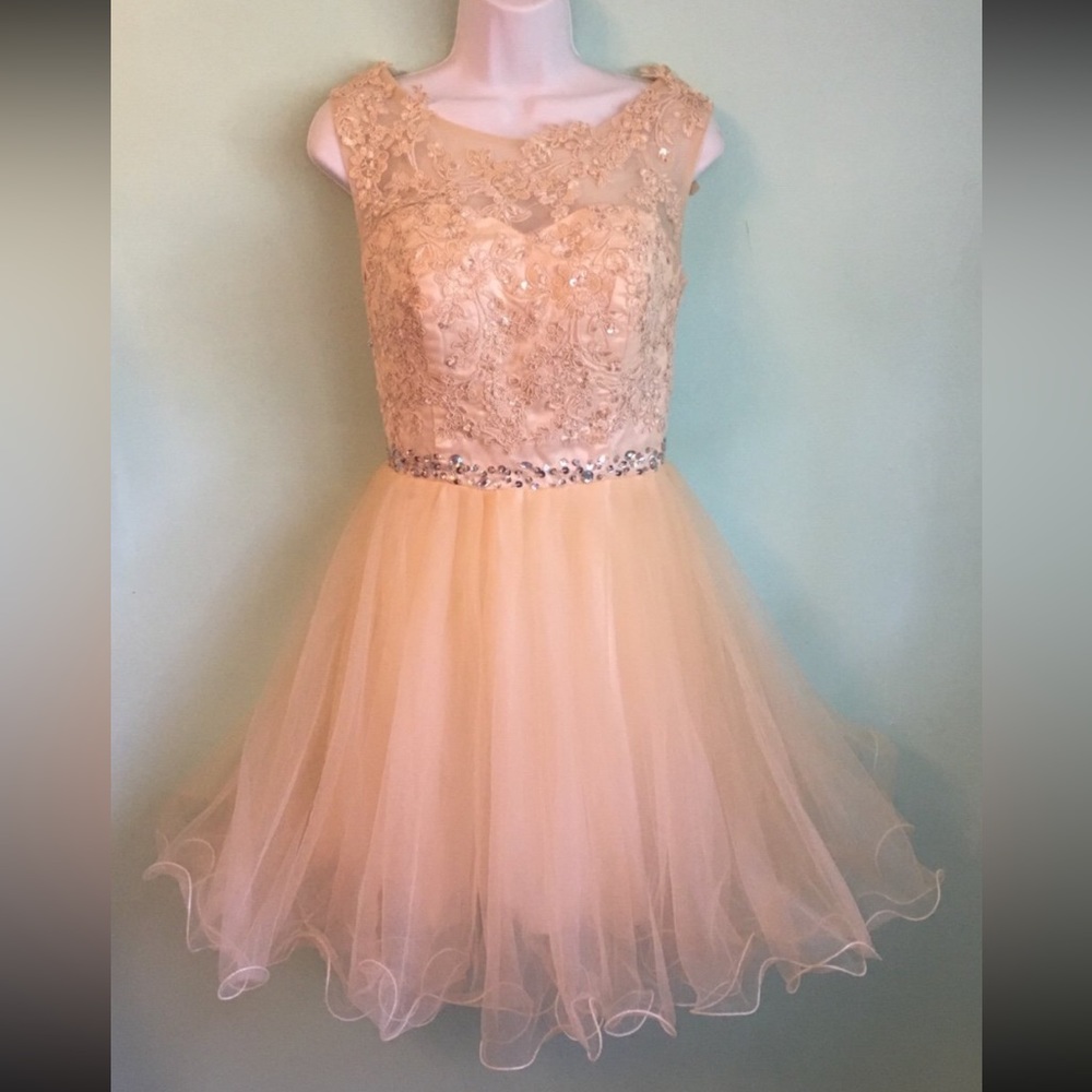 Ivory Mini Formal Pageant Plus Size Dress Size 14/16